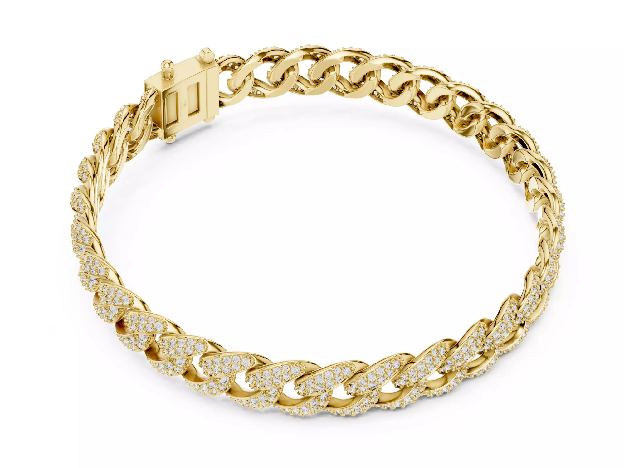 Luxury Iced Cuban Link Bracelet Diamond Statement Jewelry