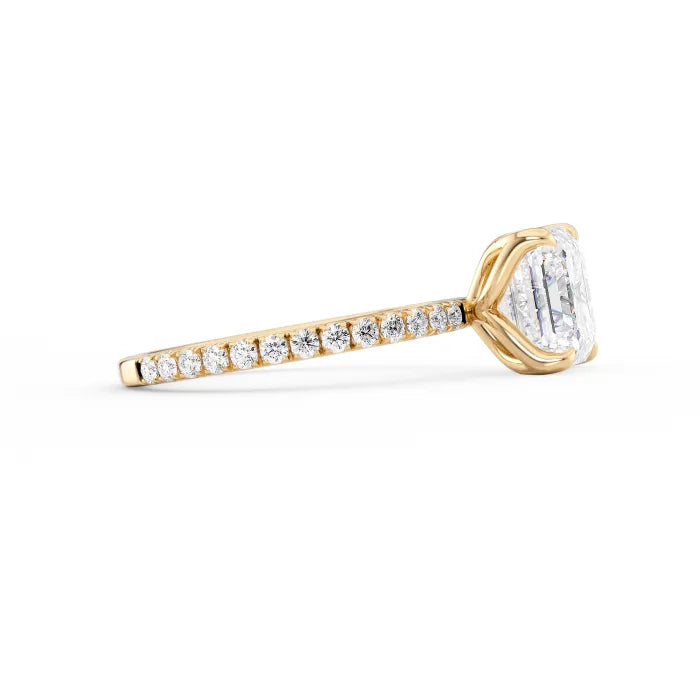Asscher Cut Engagement Ring with Pave Diamond Band