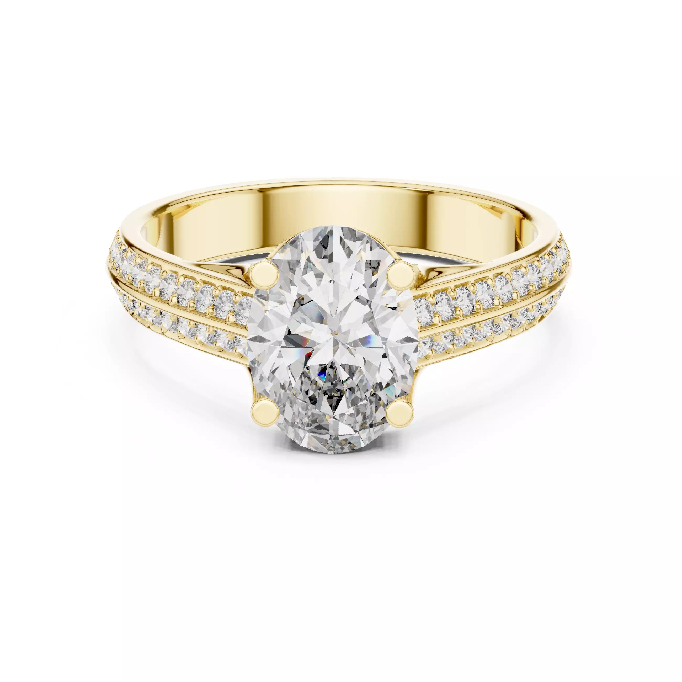 Oval cut Diamond Double Pavé Band Engagement Ring