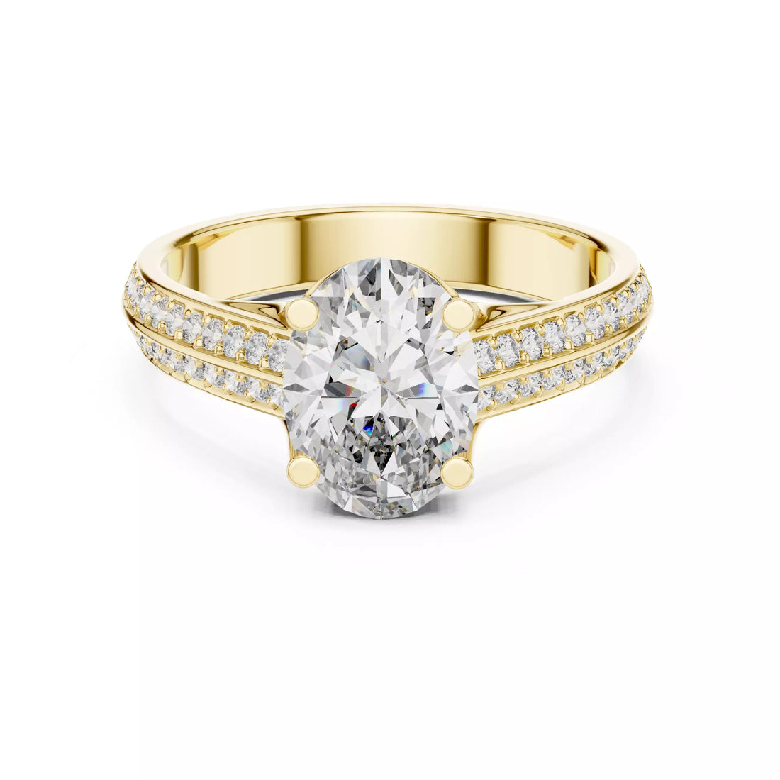 Oval cut Diamond Double Pavé Band Engagement Ring