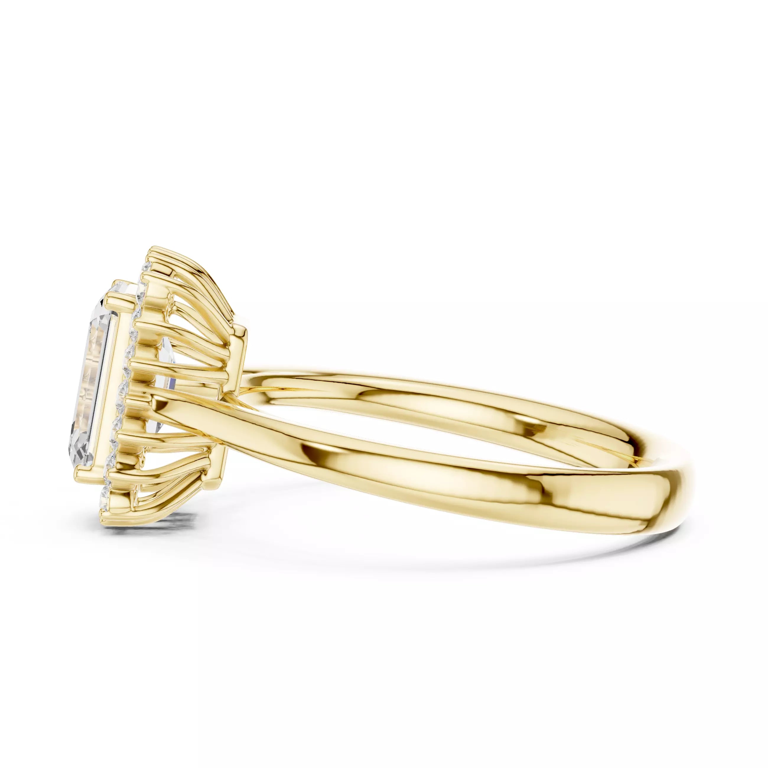 Emerald cut Diamond Halo Engagement Ring