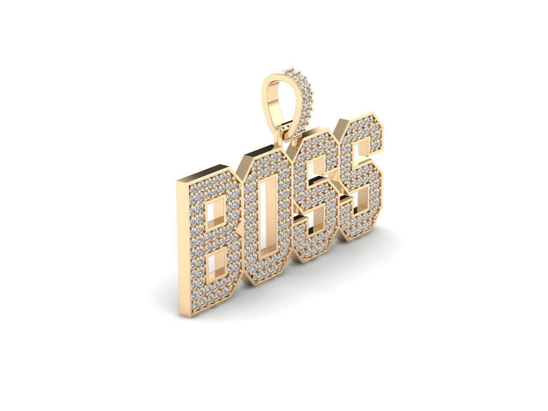 BOSS Iced Diamond Pendant – Luxury Hip Hop Style