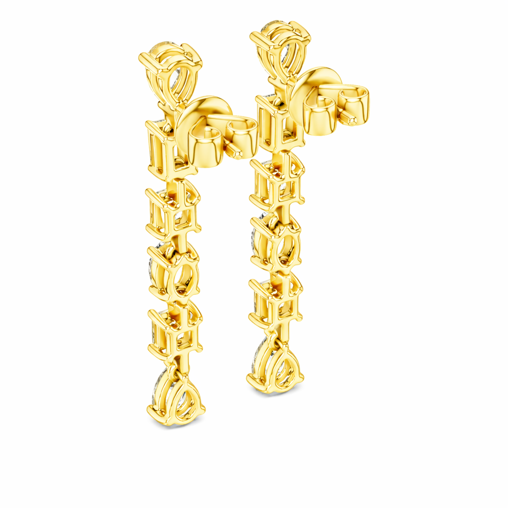 Multi Shape Diamond Long Drop Dangle Earrings