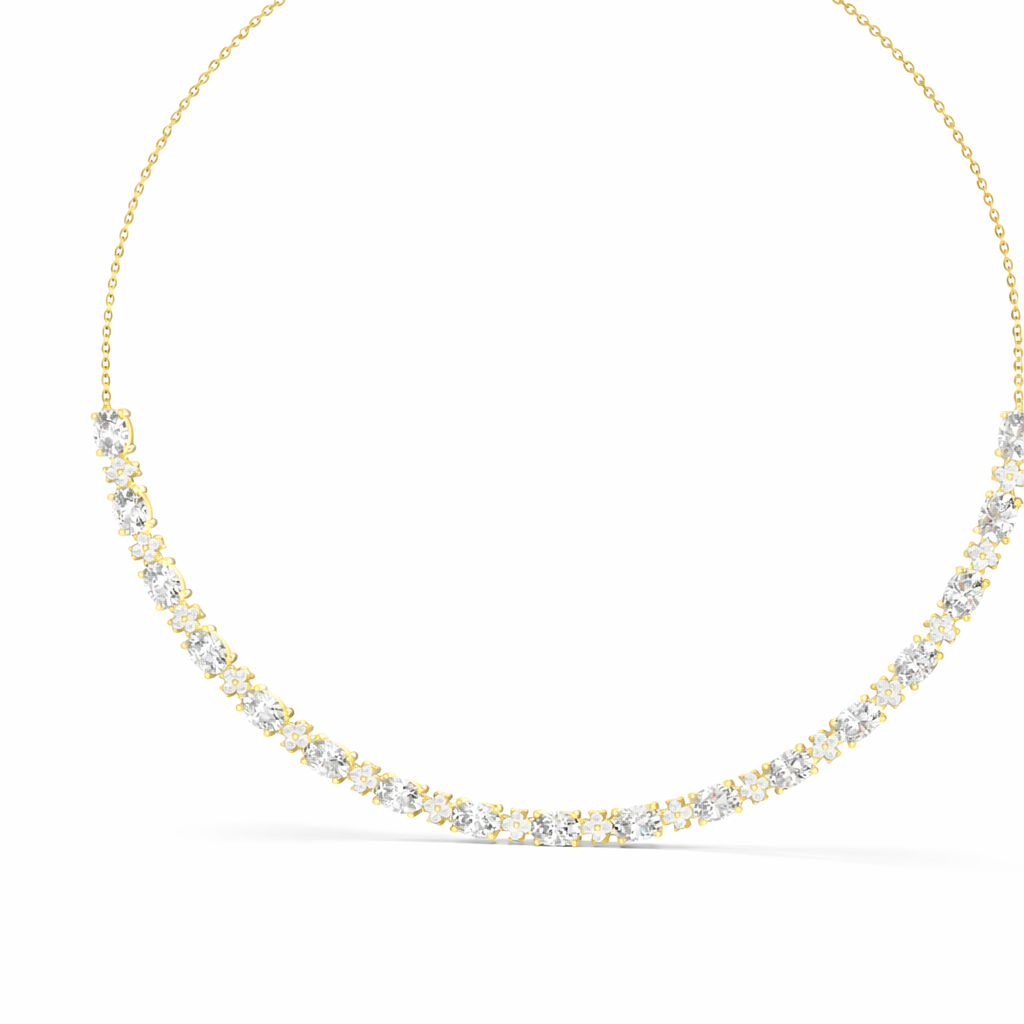 Graduated Diamond Curve Necklace For Women