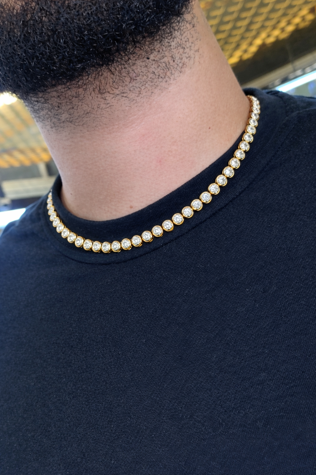 Bezel Set Diamond Tennis Necklace For Men And Women