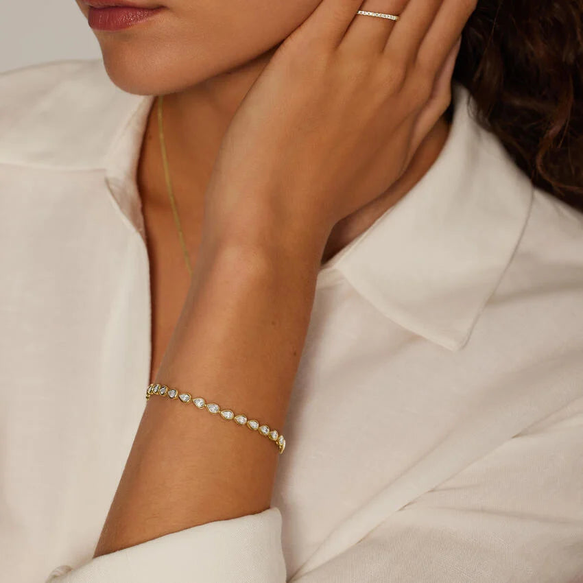 Pear Shape Diamond Bezel Set Tennis Bracelet For Women