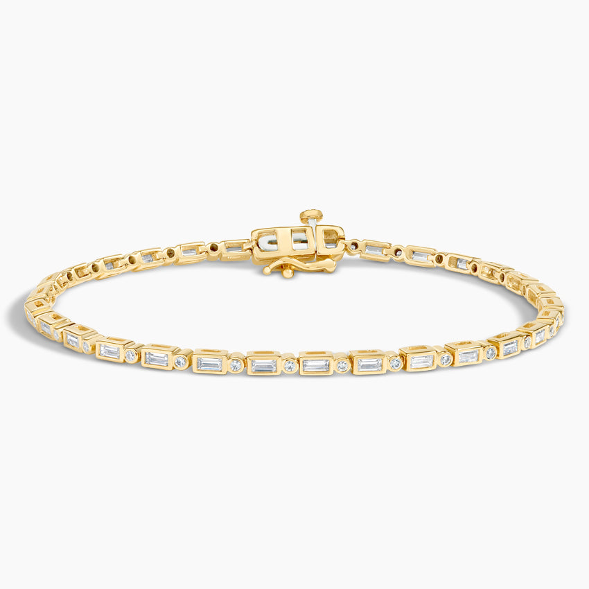 Baguette & Round Cut Diamond Bezel set Tennis Bracelet