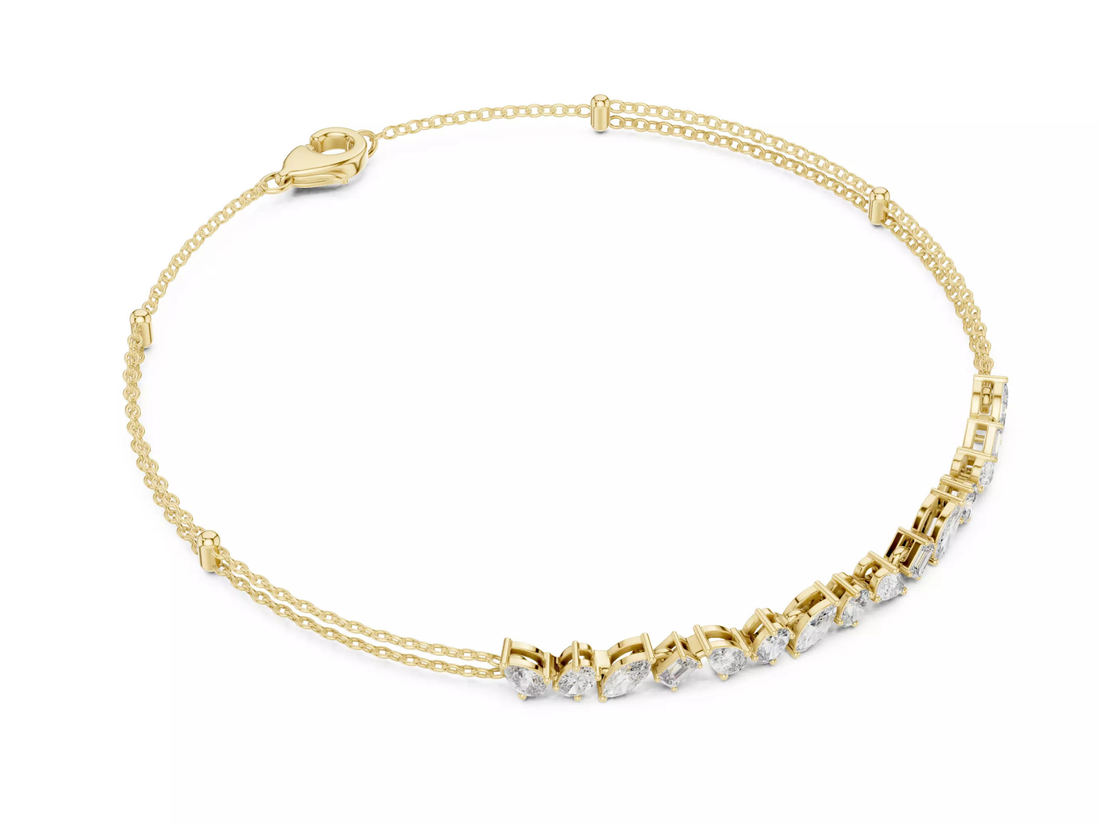 Multi Shape Diamond Bar Chain Bracelet Fine Jewelry