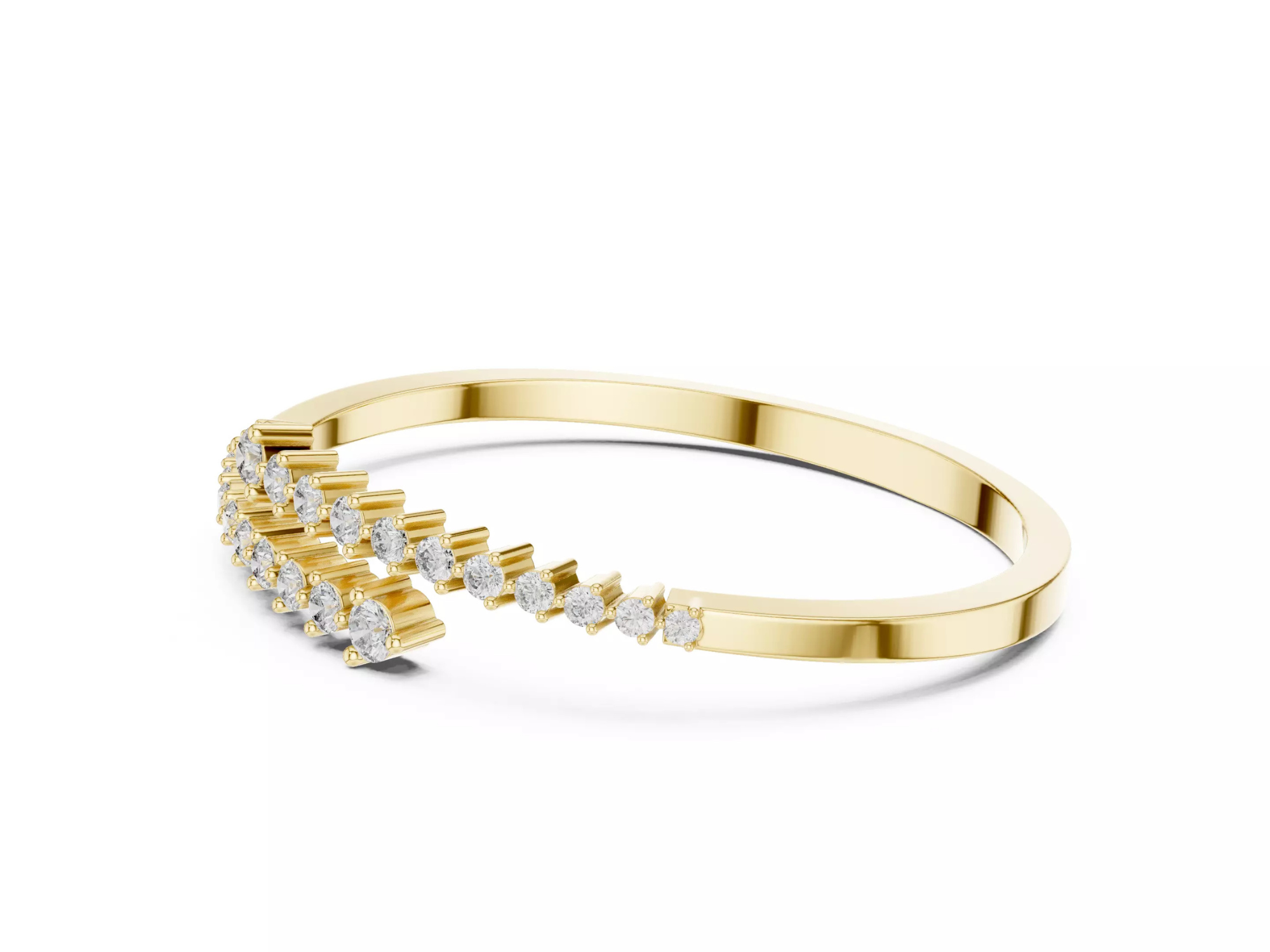 Round Cut Diamond Bangle Bracelet Modern Luxury Jewelry