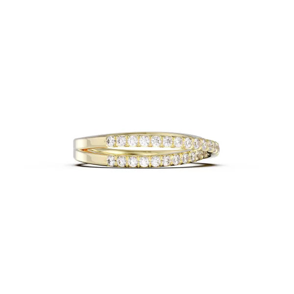 Criss Cross Round Diamond Wedding Band Ring