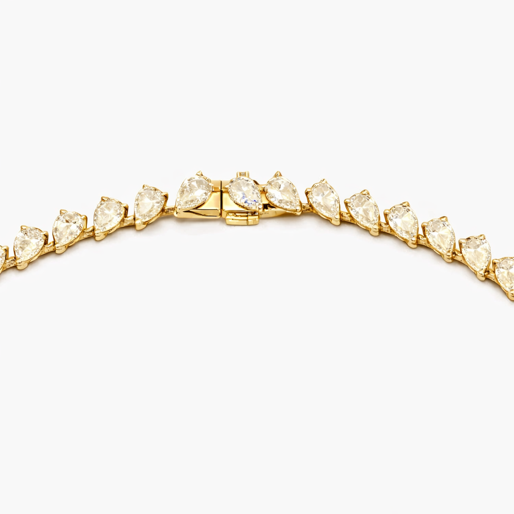 Pear Cut Diamond Tennis Necklace Elegant Bridal Jewelry Gift