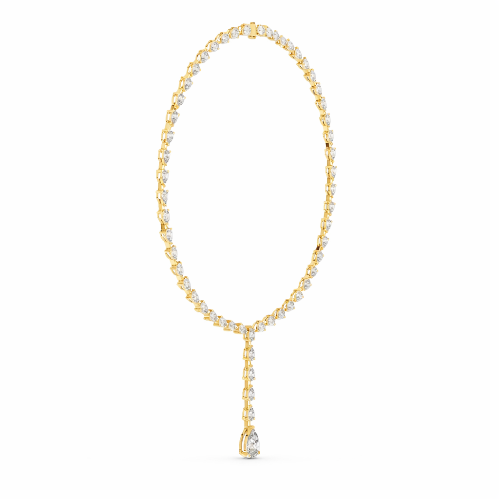 Pear Shape Diamond Drop Tennis Necklace
