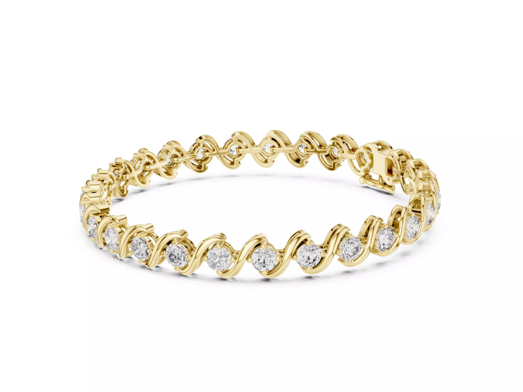 Twist Round cut Diamond Tennis Bracelet Fine Jewelry