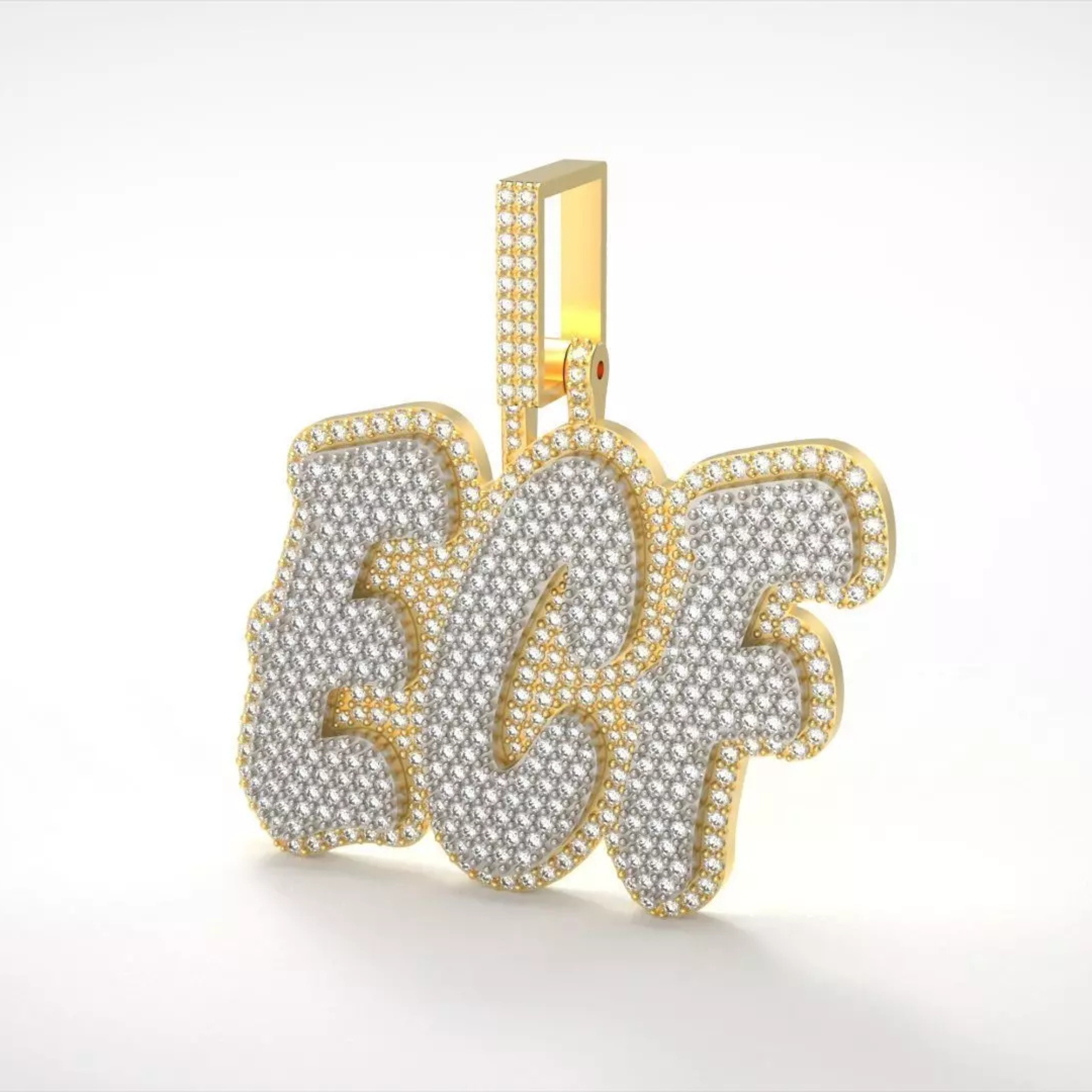 Icedout 3CF Custom Letter Name  Hip Hop Pendant