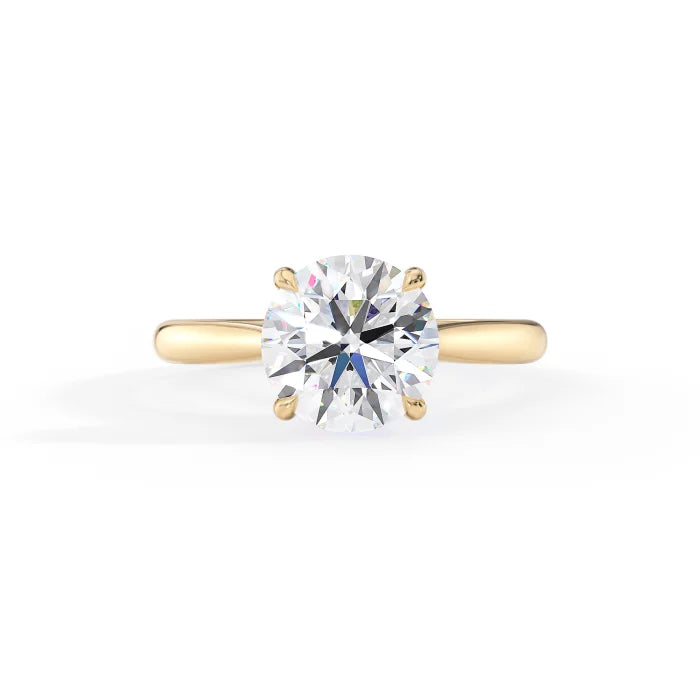 Round Cut Diamond Hidden Halo Cathedral Ring