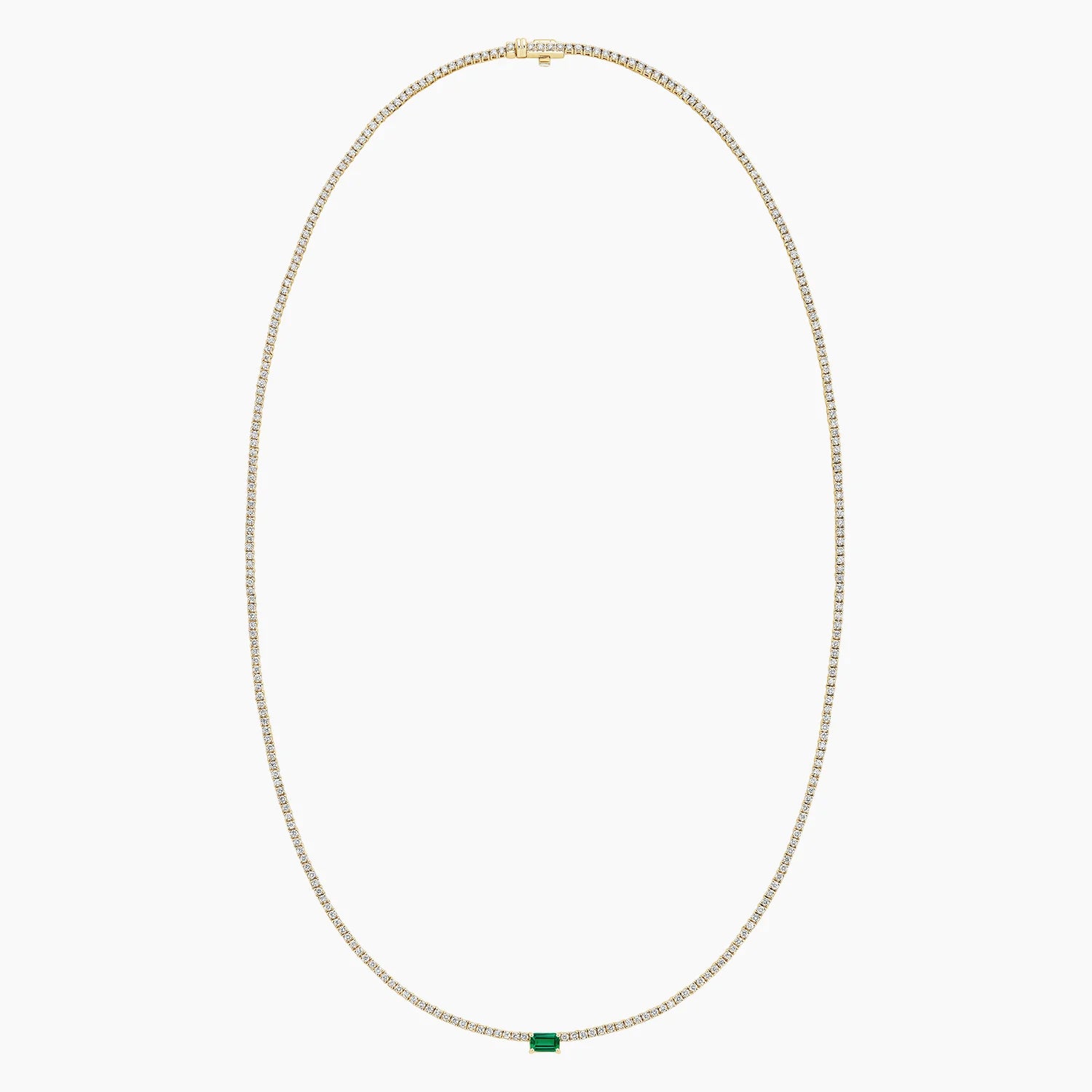 Emerald Ruby Green Center Stone Solitaire Tennis Necklace