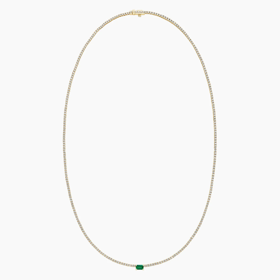 Emerald Ruby Green Center Stone Solitaire Tennis Necklace