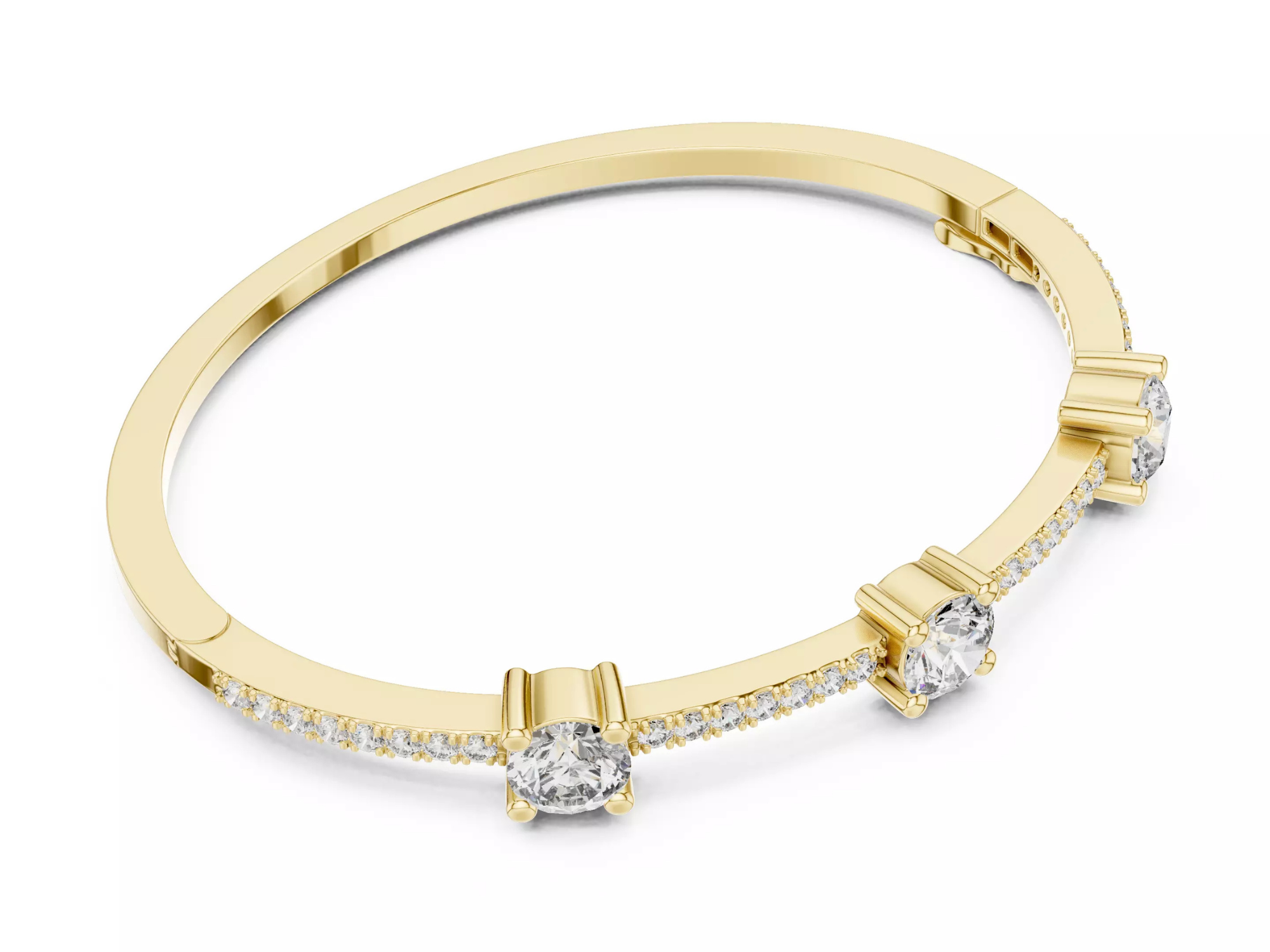 Three Stone Diamond Bangle Bracelet Luxury Jewelry