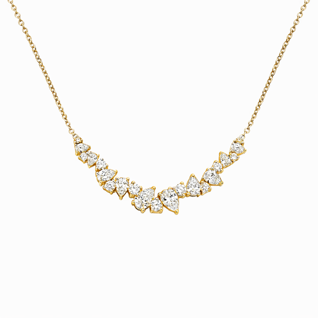 Pear\Round Cut Diamond Cluster Necklace For Women