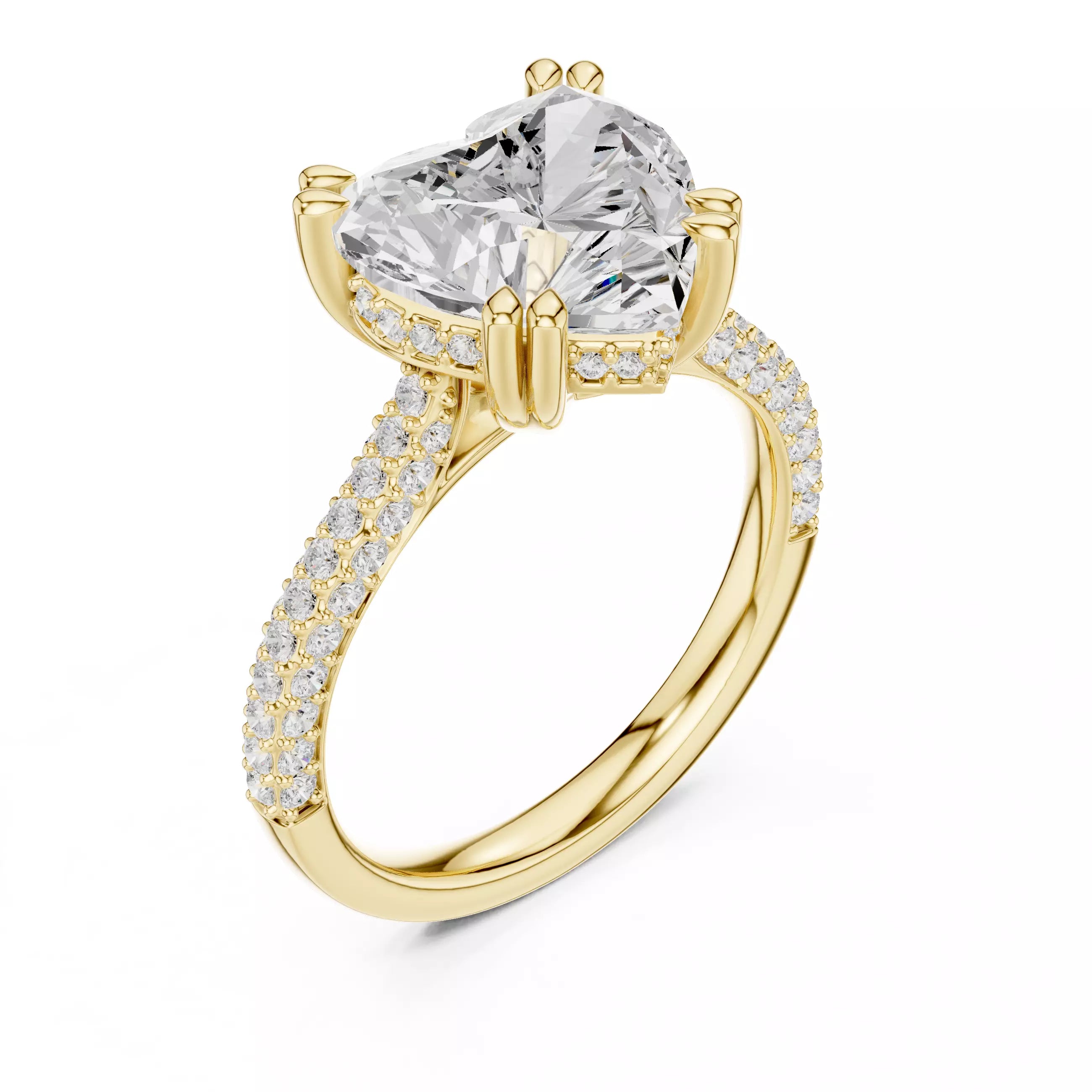Heart cut Diamond Hidden Halo Pave Setting Engagement Ring