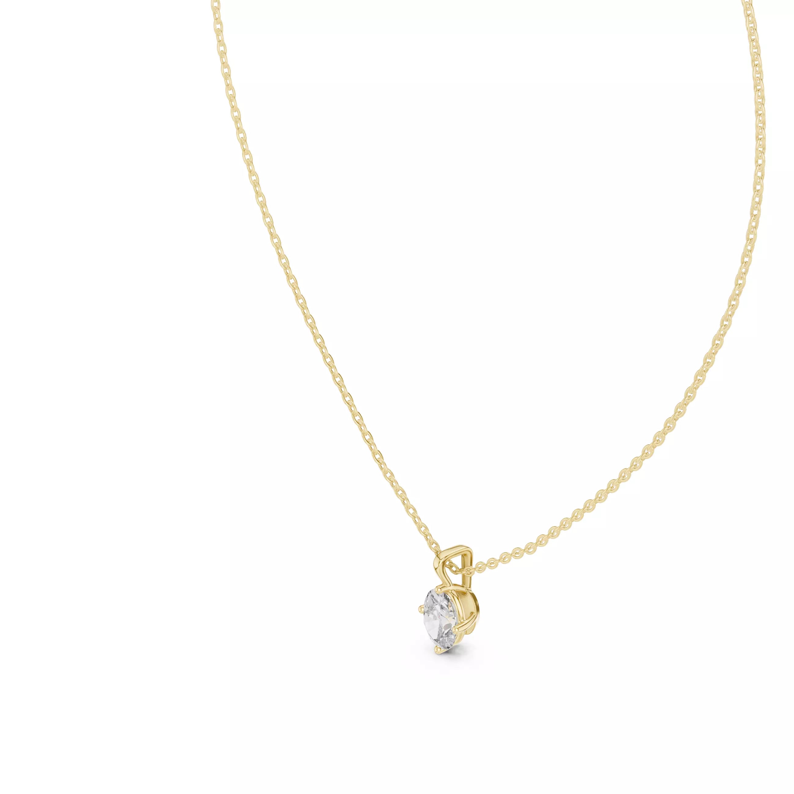 Oval Cut Diamond Solitaire Pendant Necklace
