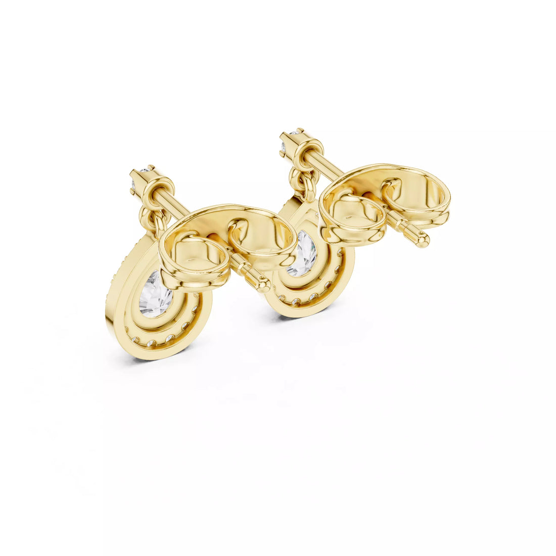 Pear Shape Diamond Halo Drop Stud Earrings