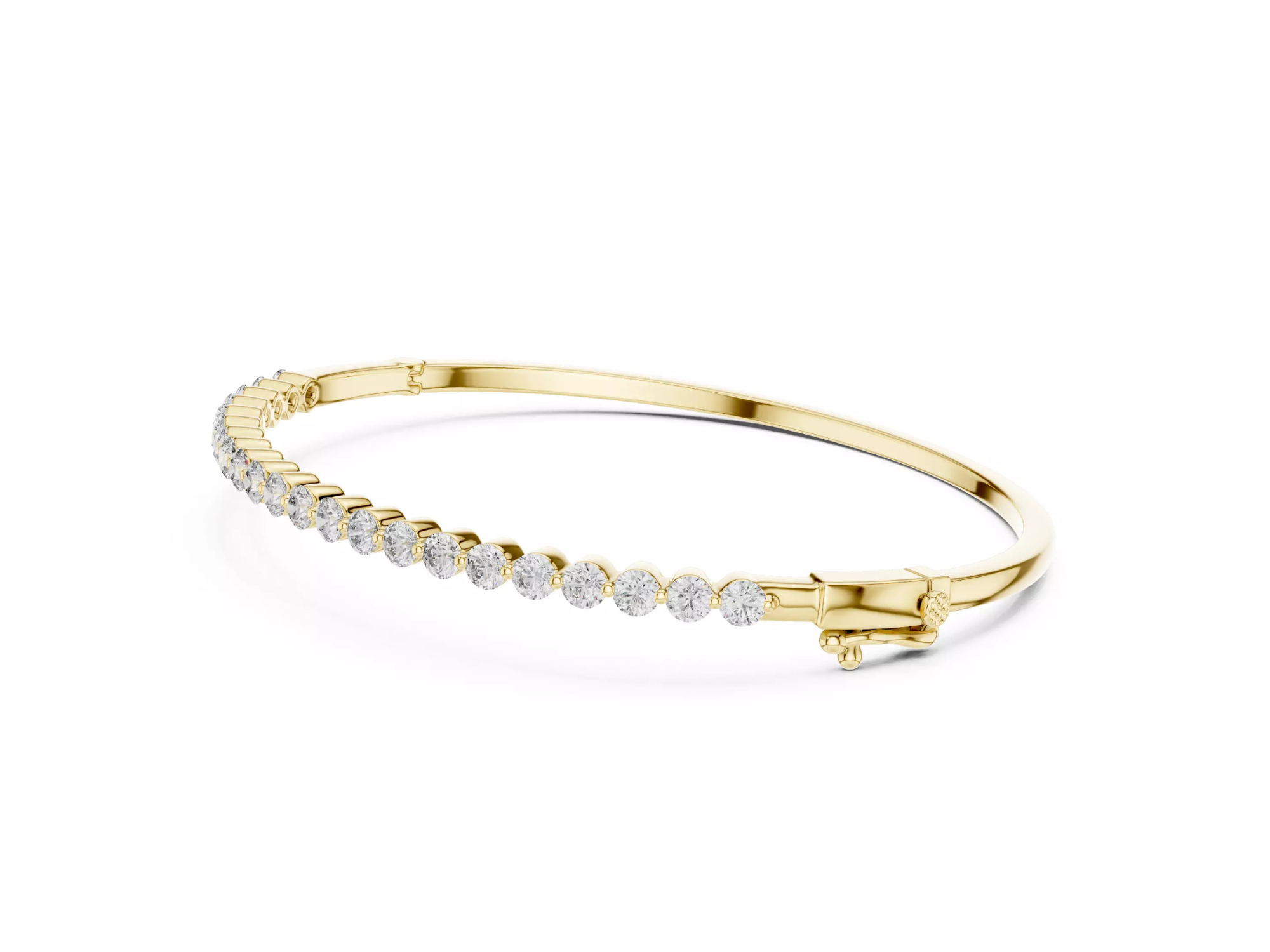 Round Cut Half Diamond Bangle Bracelet | Fine Jewelry