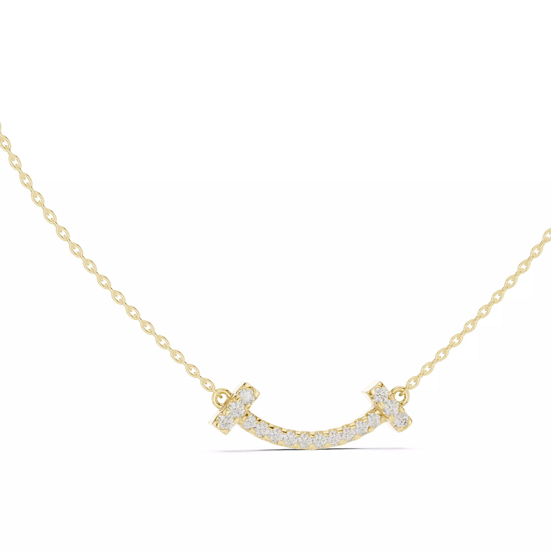 Curved Diamond Bar Necklace For Women Minimal Jewelry