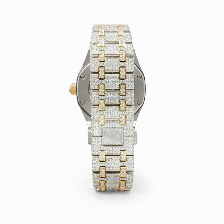 Luxury Moissanite Diamond Watch With Date Display With Silver, Gold