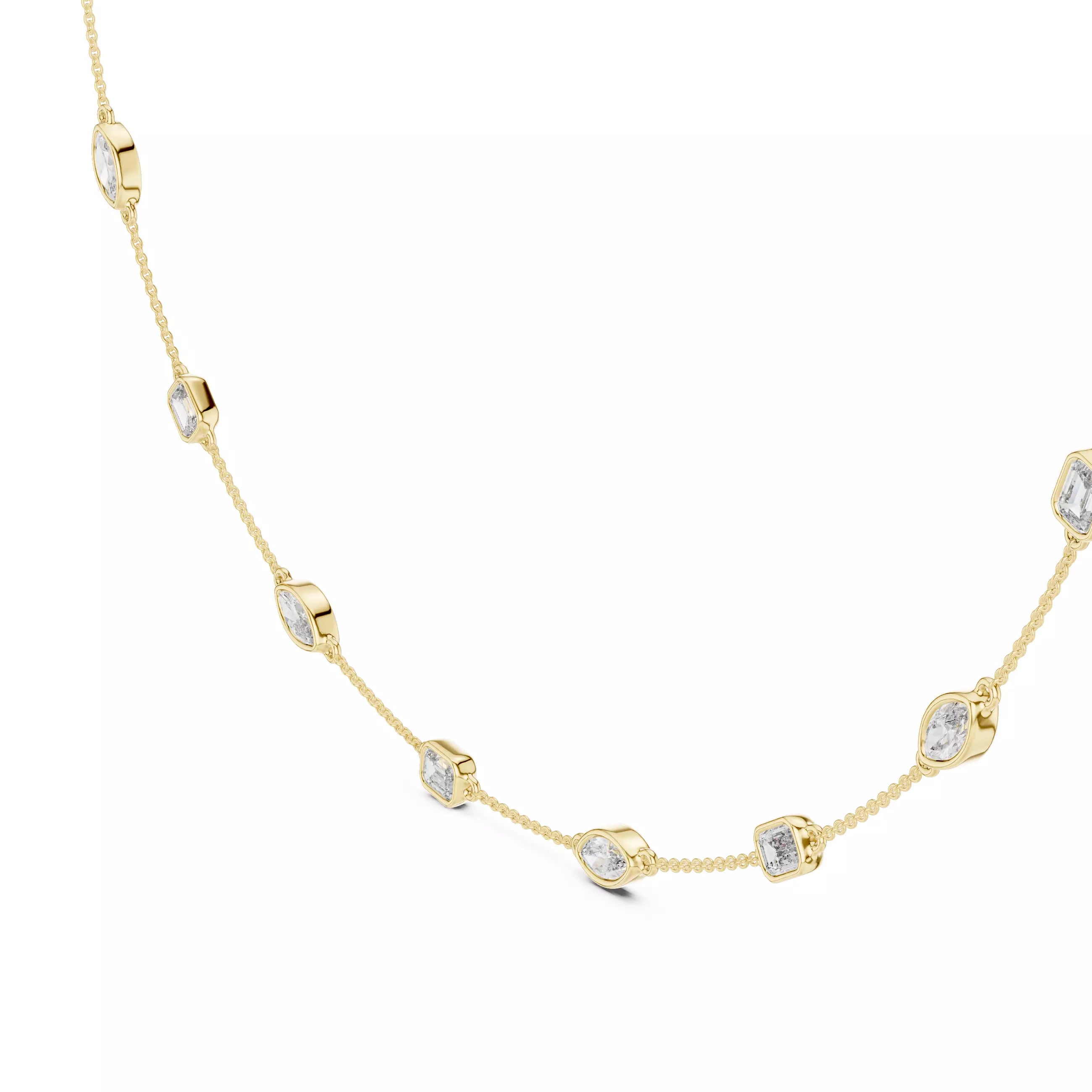 Multi Shape Diamond Bezel Station Necklace