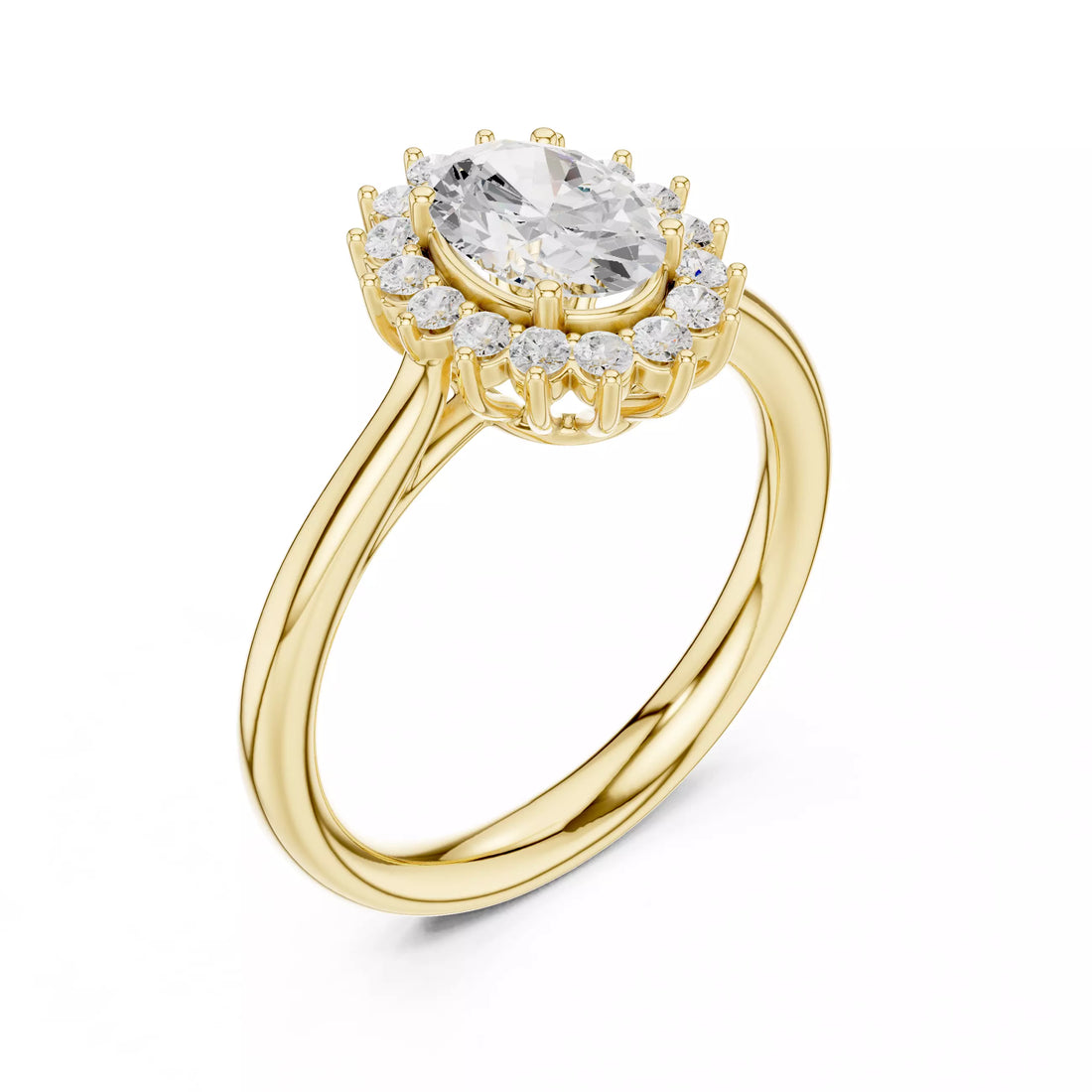 Oval cut Diamond Halo Engagement Ring