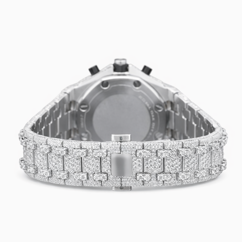 Moissanite Diamond Chronograph Two Tone Watch With Silver,Gold, Rose Gold