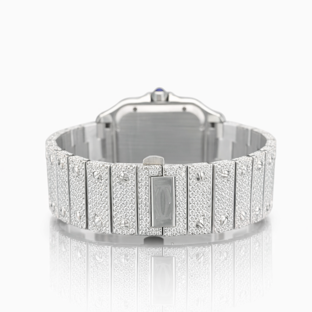 Luxury Iced Out Moissanite Diamond Square Dial Statement Watch