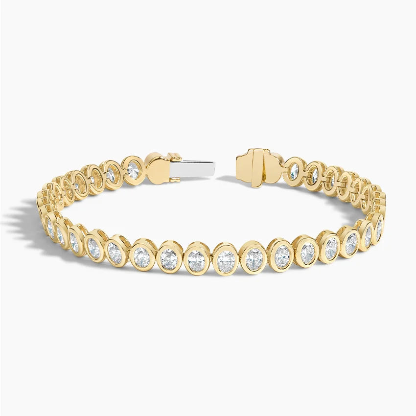 Oval Cut Bezel Set Diamond Tennis Bracelet For Women