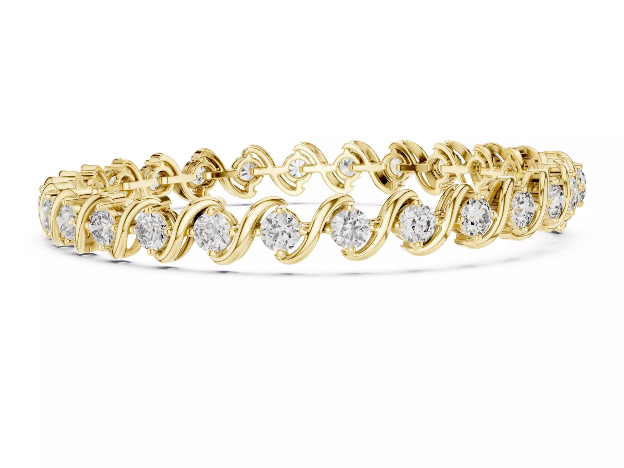 Twist Round cut Diamond Tennis Bracelet Fine Jewelry