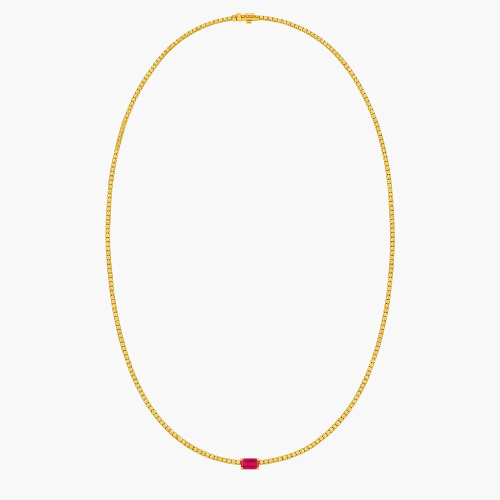 Emerald Ruby Diamond Tennis Necklace