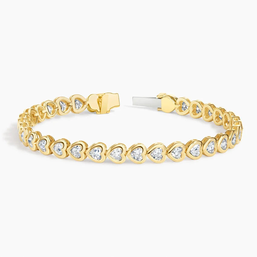 Heart Shape Diamond Bezel Set Tennis Bracelet For Women