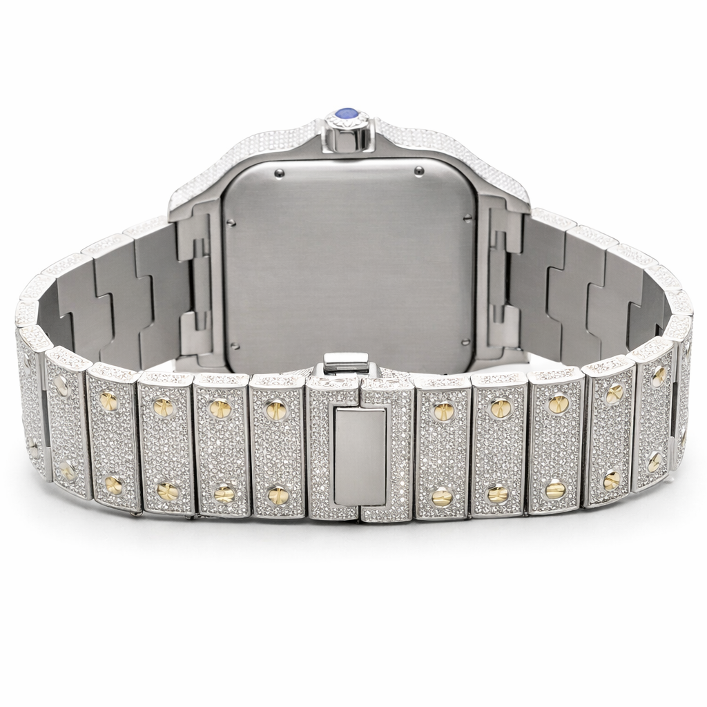 Iced Out Moissanite Diamond Luxury Two Tone Watch