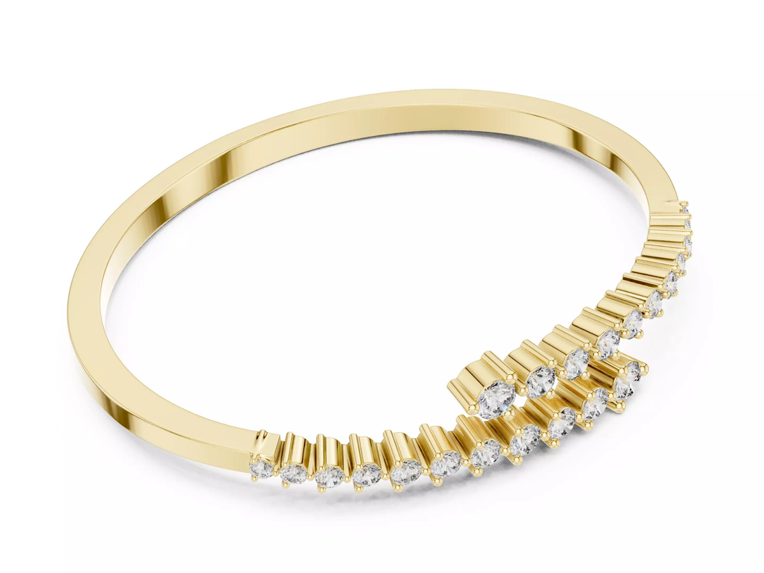 Round Cut Diamond Bangle Bracelet Modern Luxury Jewelry