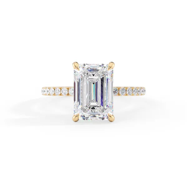Emerald Cut Solitaire Pavé Ring