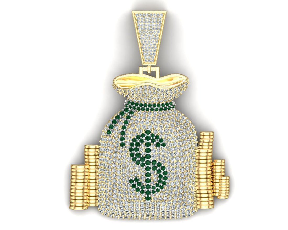 Iced Out Money Bag Dollar Sign Hip Hop Pendant