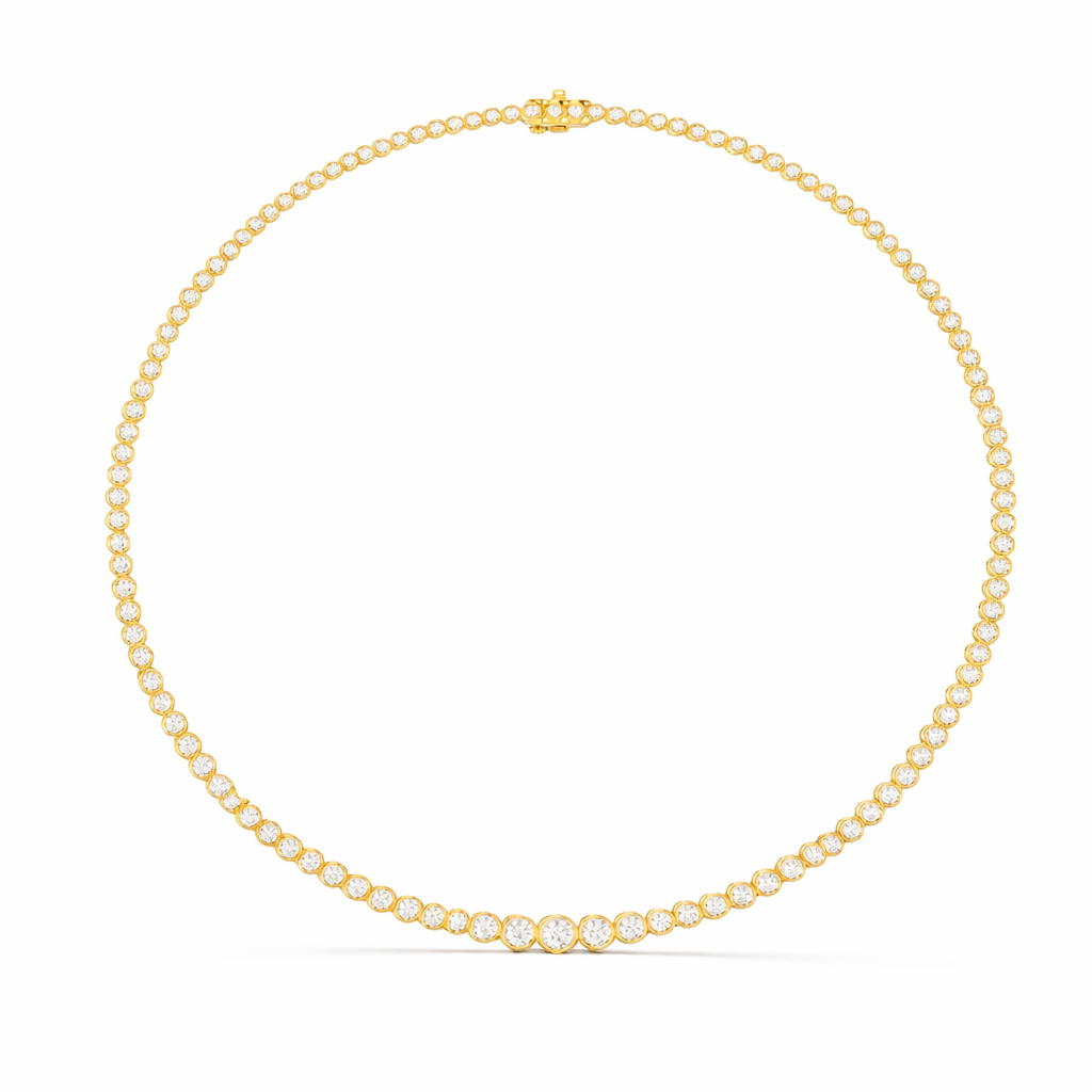 Luxury Round cut Diamond Bezel Set Tennis Necklace