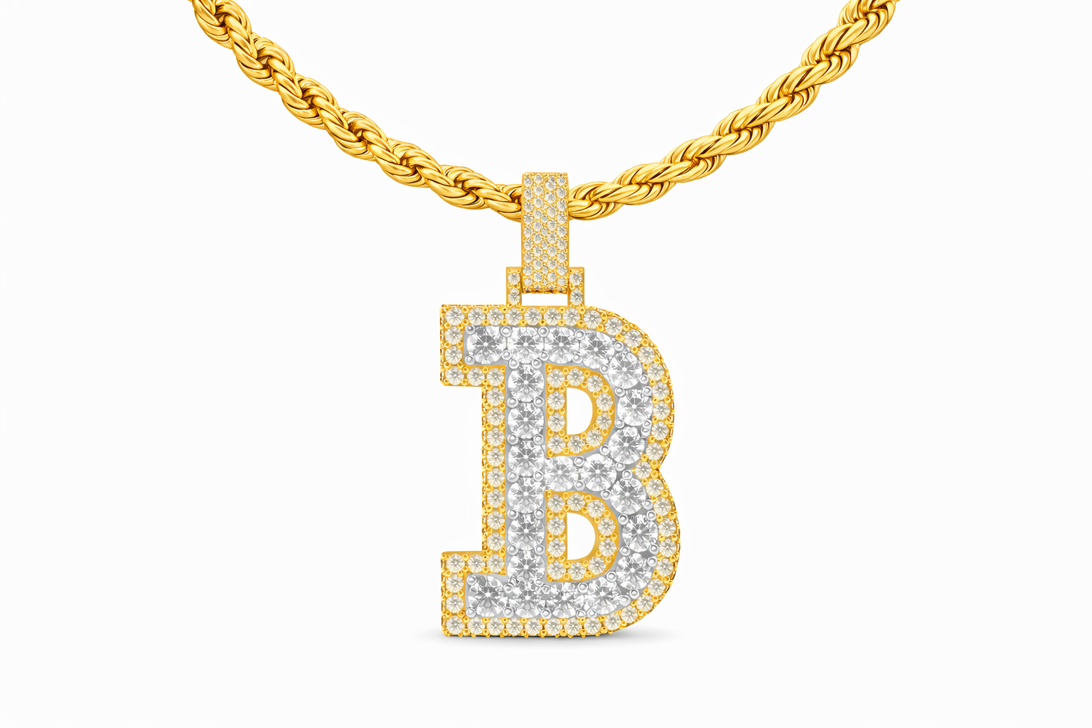 Custom Letter “B” Diamond Pendant – Iced own Initial Pendant