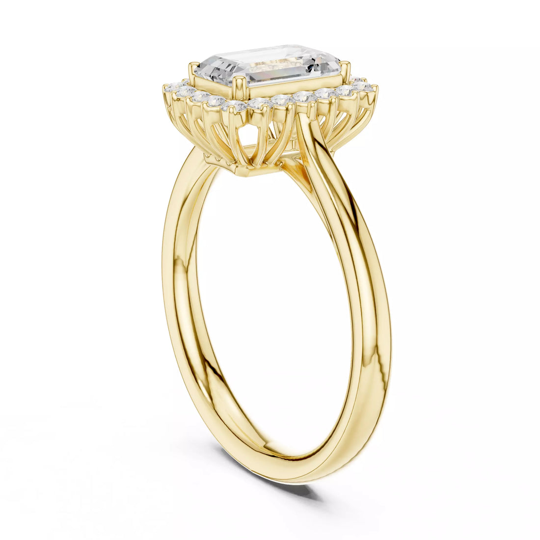 Emerald cut Diamond Halo Engagement Ring