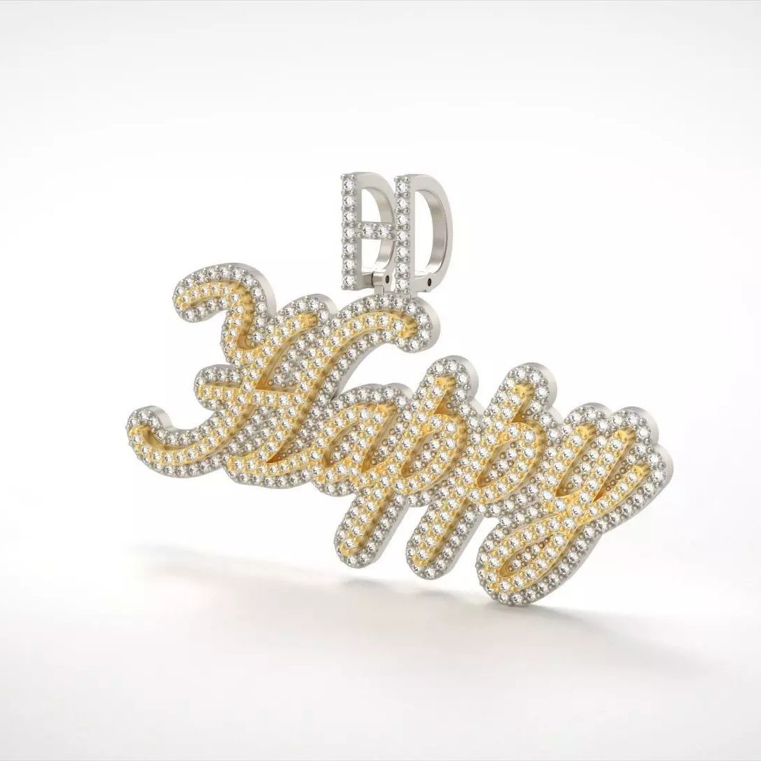 Iced Happy Name Letter Hip Hop Pendant
