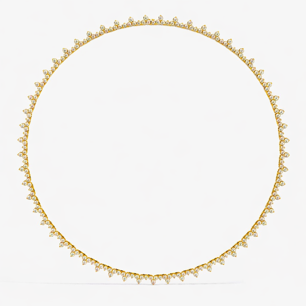 Round Diamond Three Prong Tennis Necklace for Women