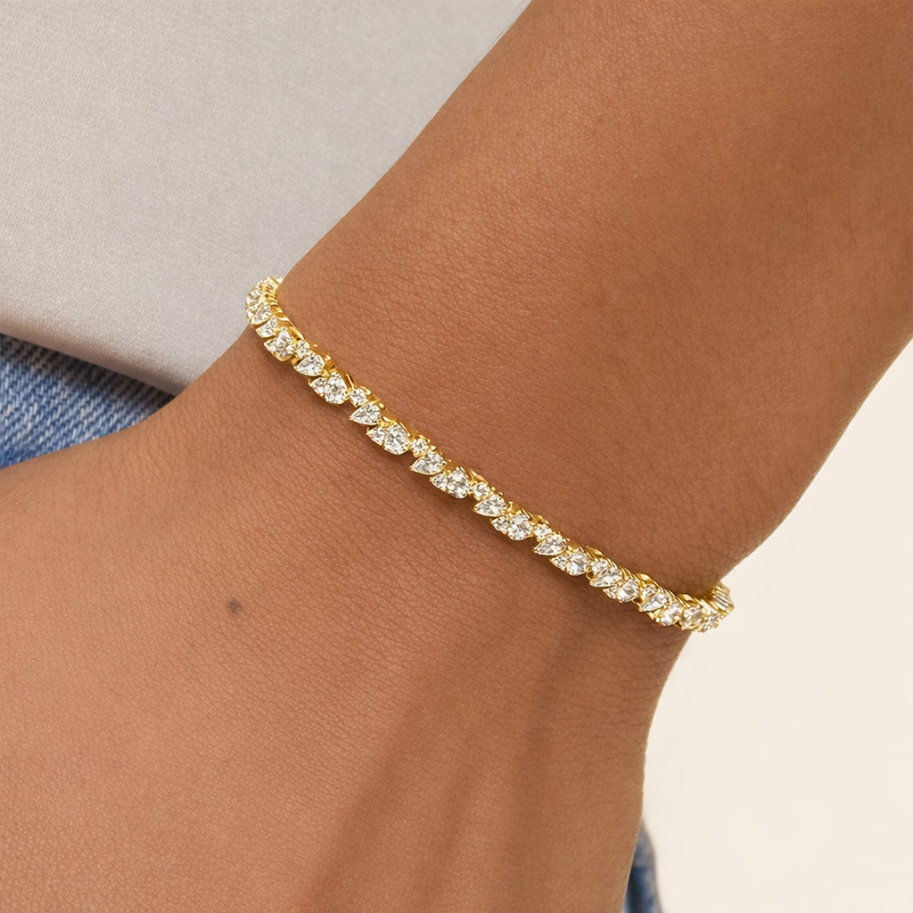 Pear\Round Cut Diamond Tennis Bracelet Luxury Jewelry Gift