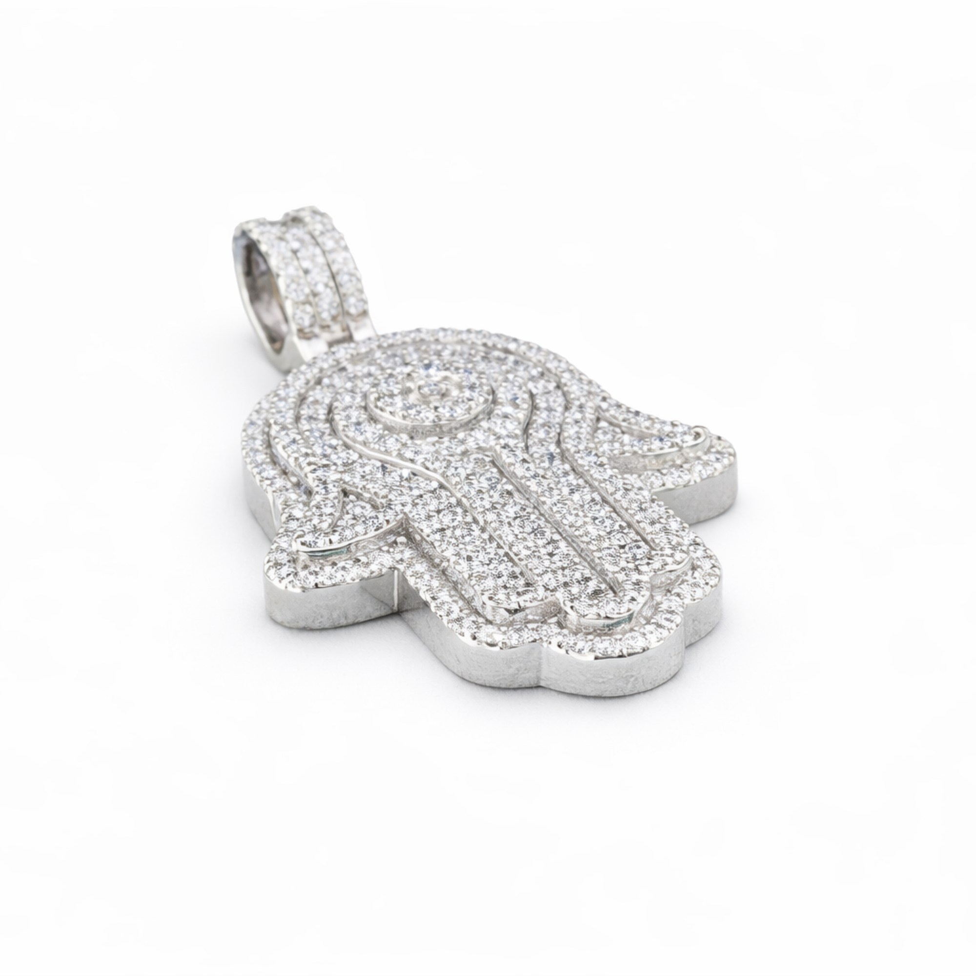 Hamsa Hand Icedout Pendant Protection Hip Hop Pendant