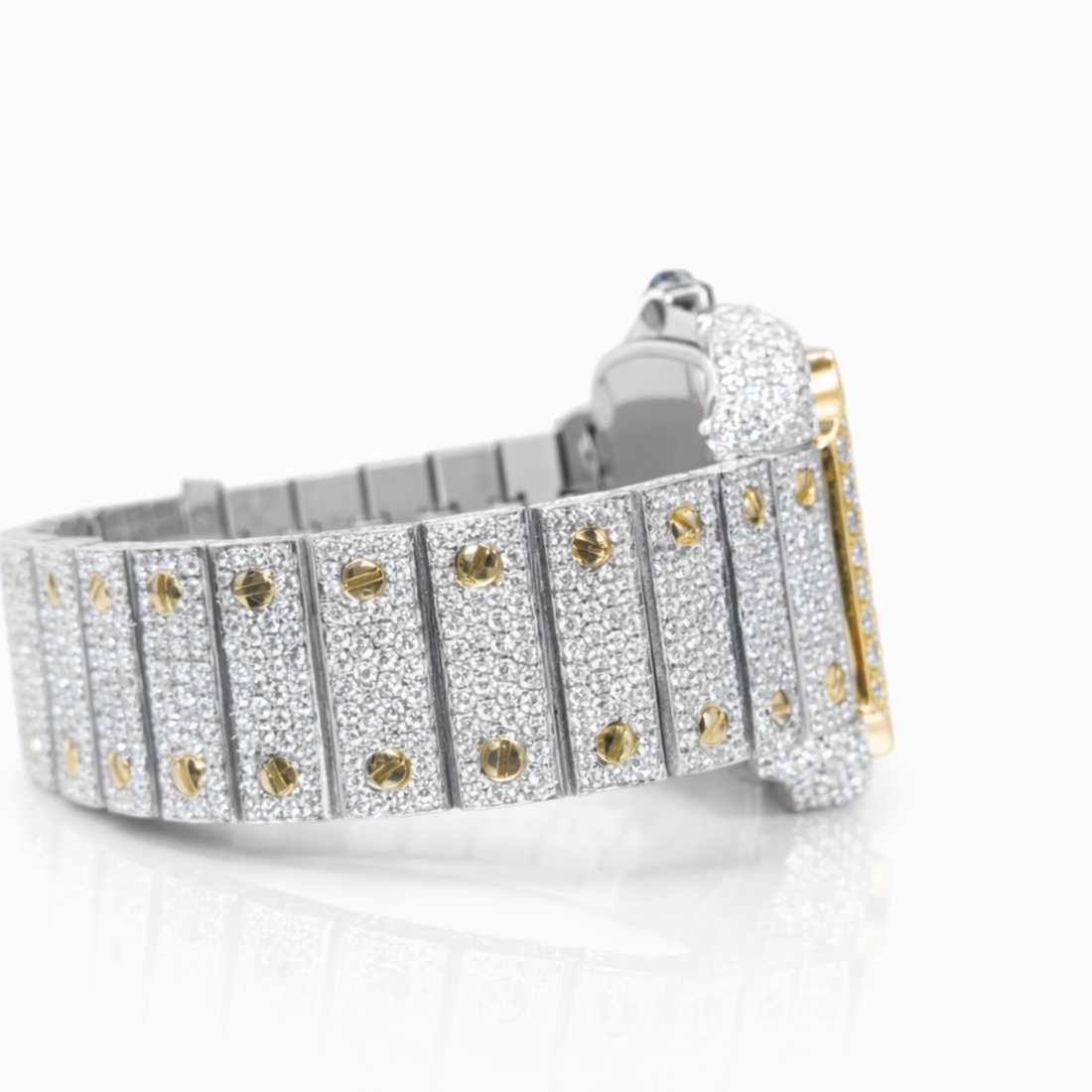 Iced Out Moissanite Diamond Luxury Two Tone Watch