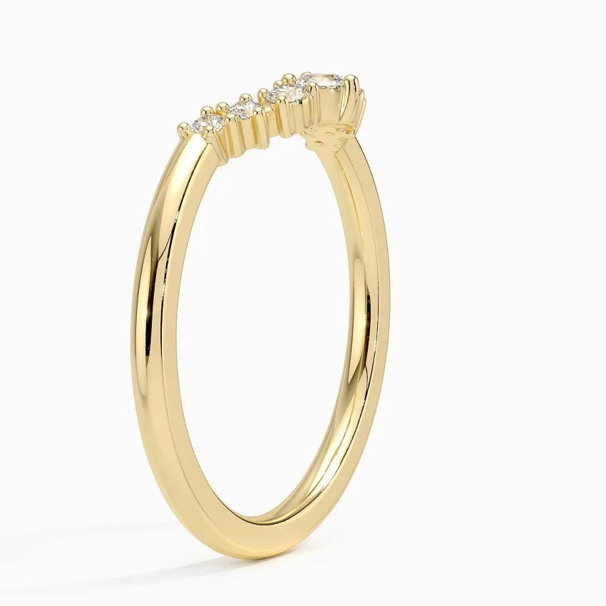 Curved Diamond Wedding Band Elegant Stackable Promise Ring